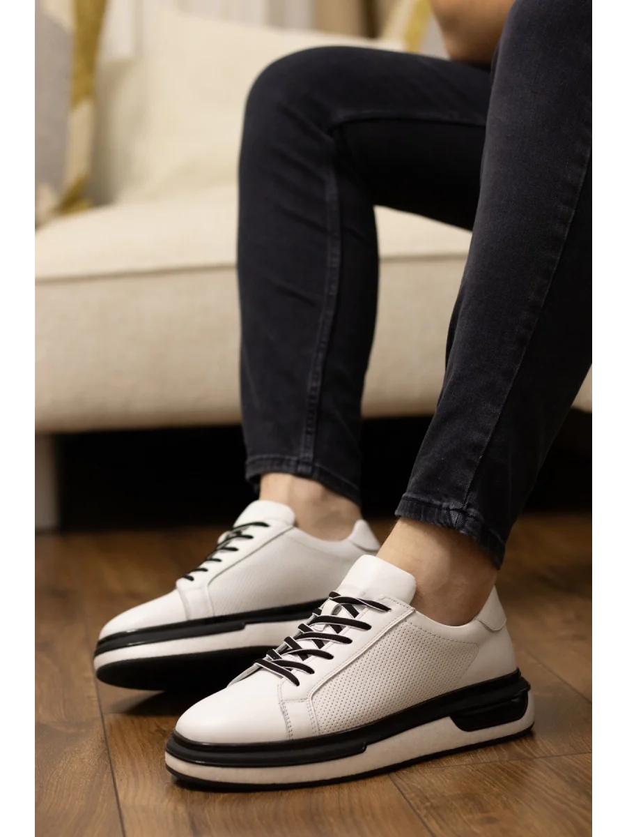 Nova Hakiki Deri Beyaz İthal Taban Sneaker Ayakkabı
