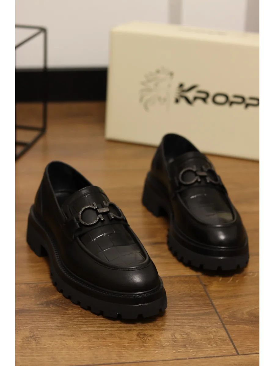 Orbis Hakiki Deri Kroko Desenli Loafer