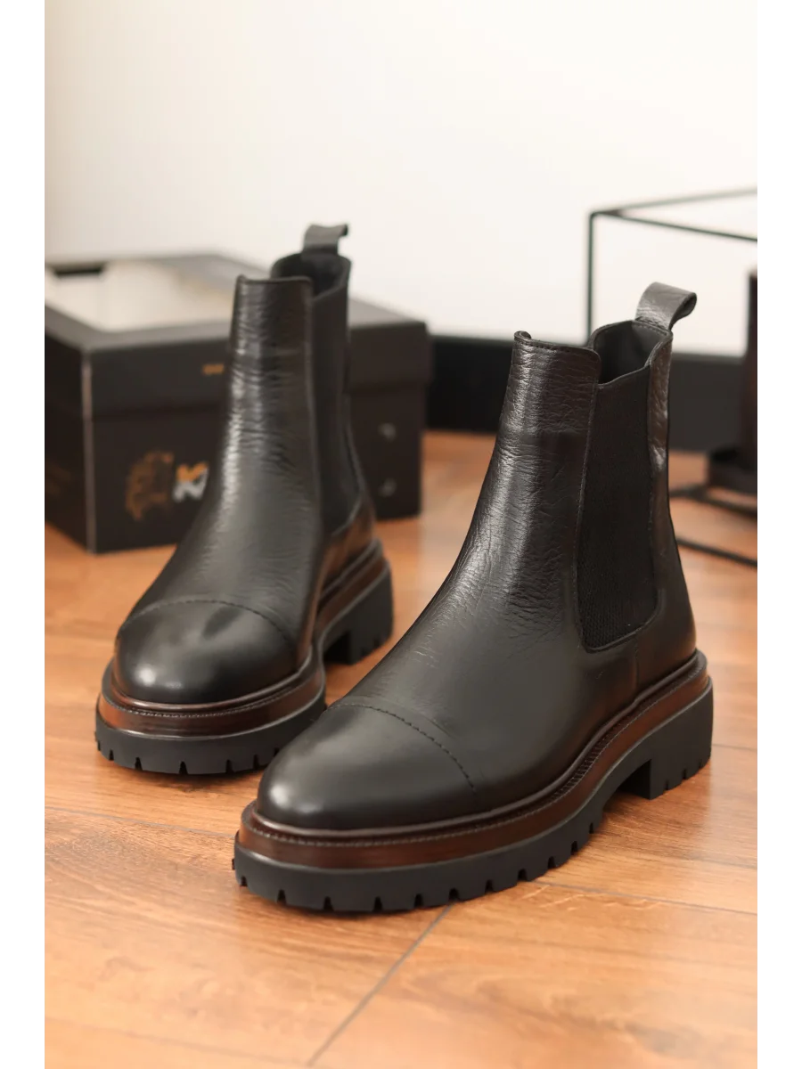 Vorn Siyah Hakiki Deri Arizona Chelsea Bot