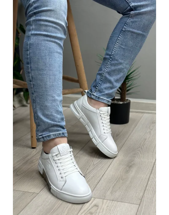 Hakiki Deri İthal Termojel Taban Beyaz Sneaker