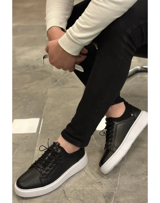 Hakiki Deri Strecli Ultra Hafif ve Rahat Eva Taban Siyah Sneaker Ayakkabı