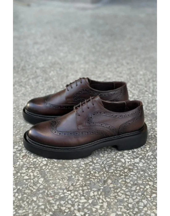 Hakiki Deri Acı Kahve Eva Taban Klasik Oxford Ayakkabı