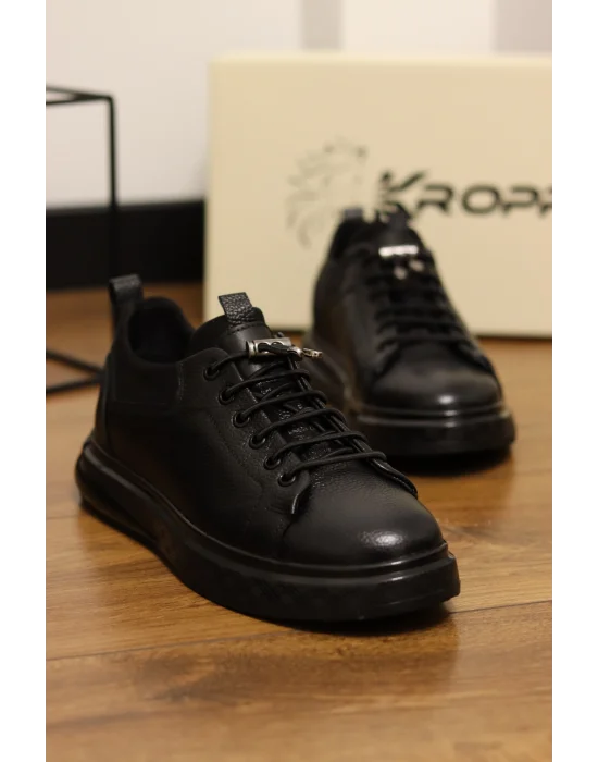 Gusto Siyah Hakiki Deri Lux İthal Taban Sneaker Ayakkabı