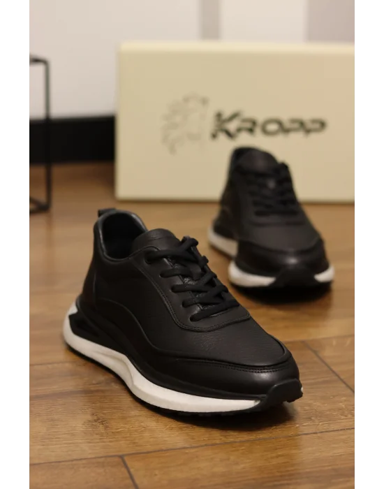 Sigma Siyah Hakiki Deri İthal Taban Sneakers