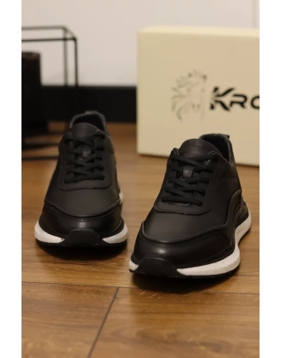 Sigma Siyah Hakiki Deri İthal Taban Sneakers