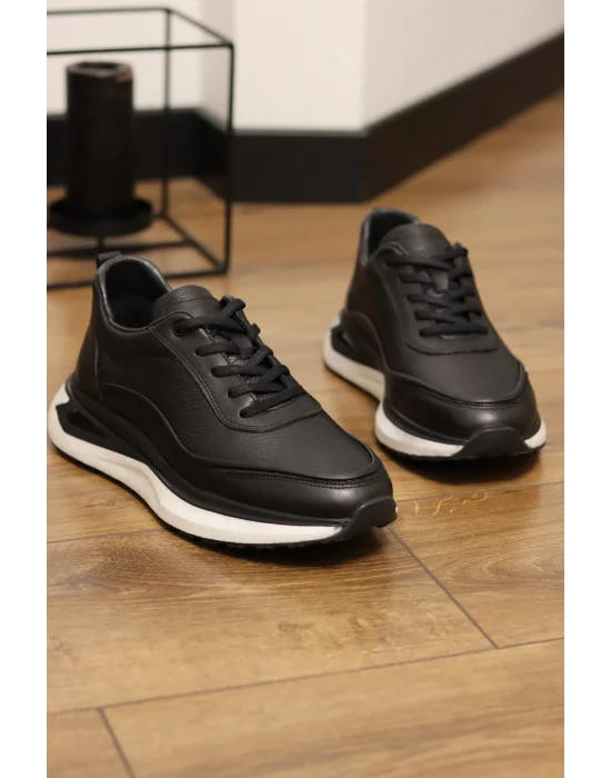 Sigma Siyah Hakiki Deri İthal Taban Sneakers