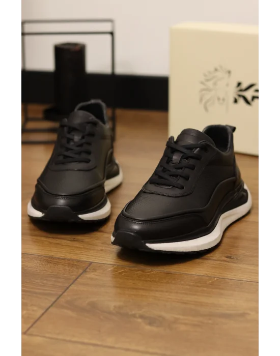Sigma Siyah Hakiki Deri İthal Taban Sneakers