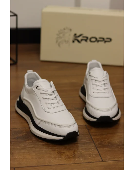 Sigma Beyaz Hakiki Deri İthal Taban Sneakers