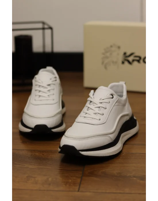 Sigma Beyaz Hakiki Deri İthal Taban Sneakers