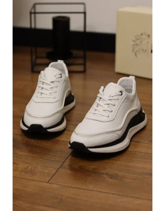 Sigma Beyaz Hakiki Deri İthal Taban Sneakers