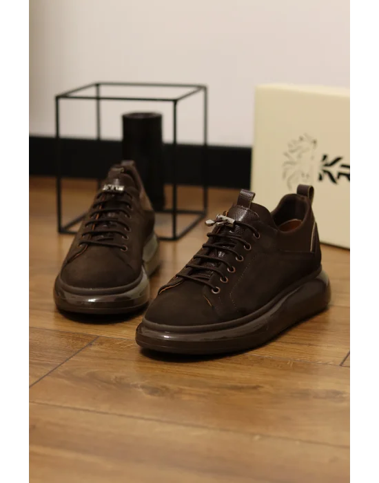 Mocha Hakiki Deri Acı Kahve Süet Sneaker