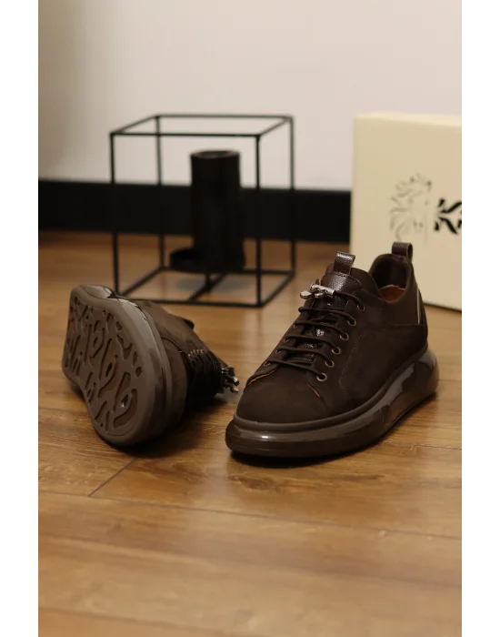Mocha Hakiki Deri Acı Kahve Süet Sneaker