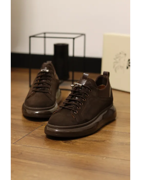 Mocha Hakiki Deri Acı Kahve Süet Sneaker