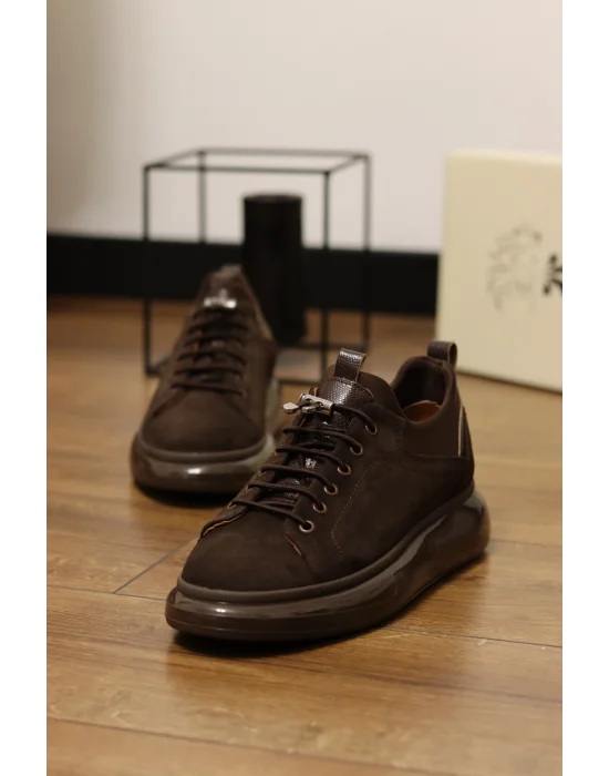 Mocha Hakiki Deri Acı Kahve Süet Sneaker