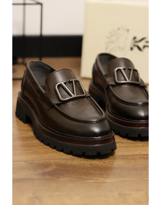 Enzo Hakiki Deri Acı Kahve Floter Makosen Ayakkabı