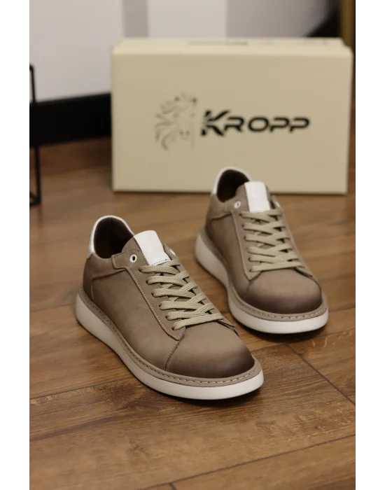 Carve Hakiki Nubuk Deri Bej Sneaker Ayakkabı