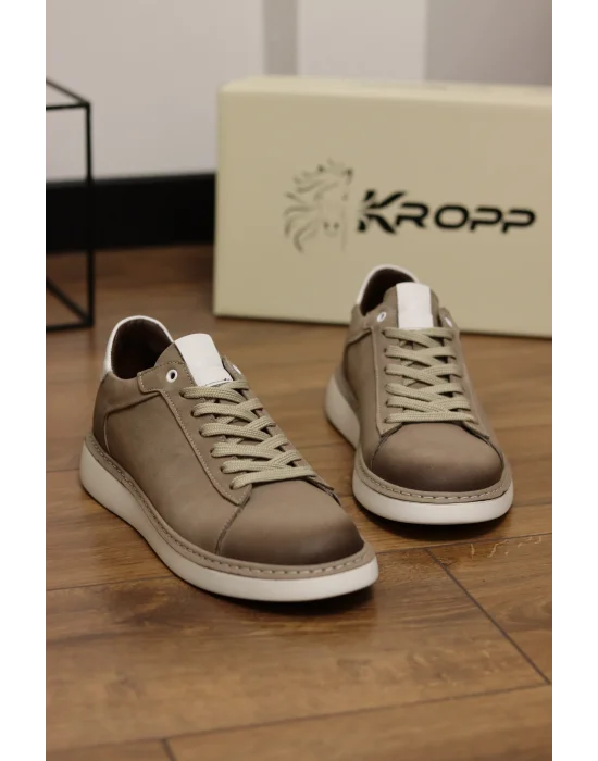 Carve Hakiki Nubuk Deri Bej Sneaker Ayakkabı