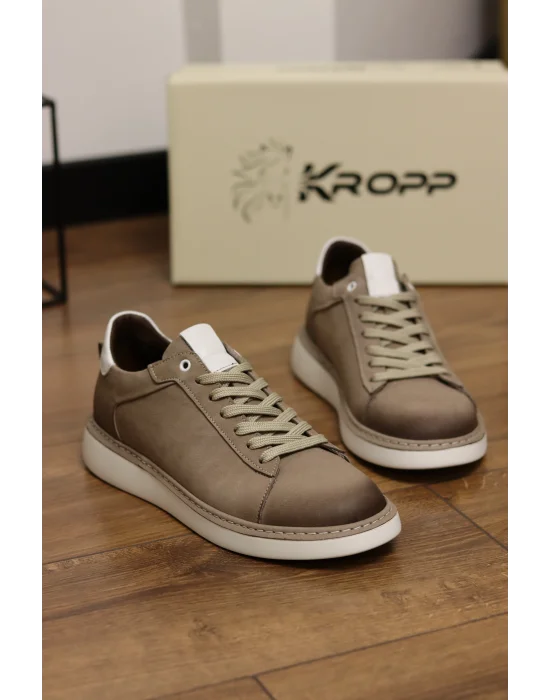 Carve Hakiki Nubuk Deri Bej Sneaker Ayakkabı