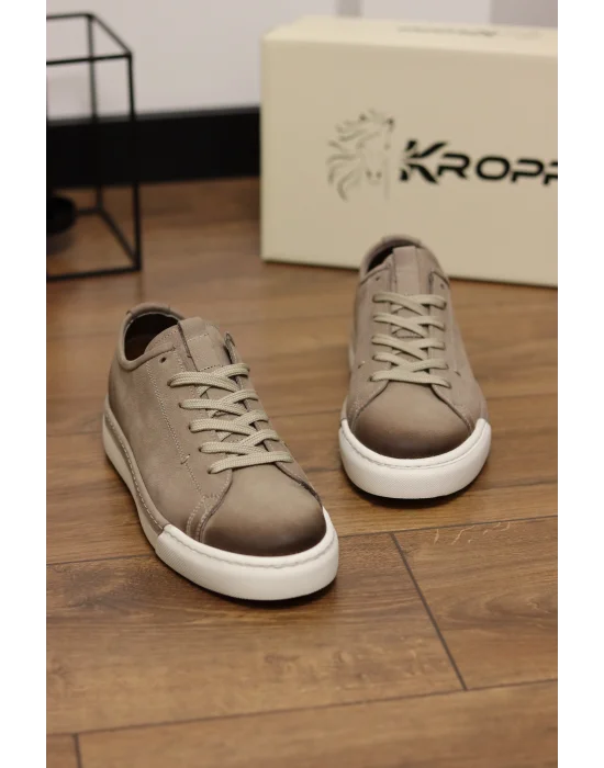 Zen Hakiki Deri Bej Nubuk Sneaker Ayakkabı