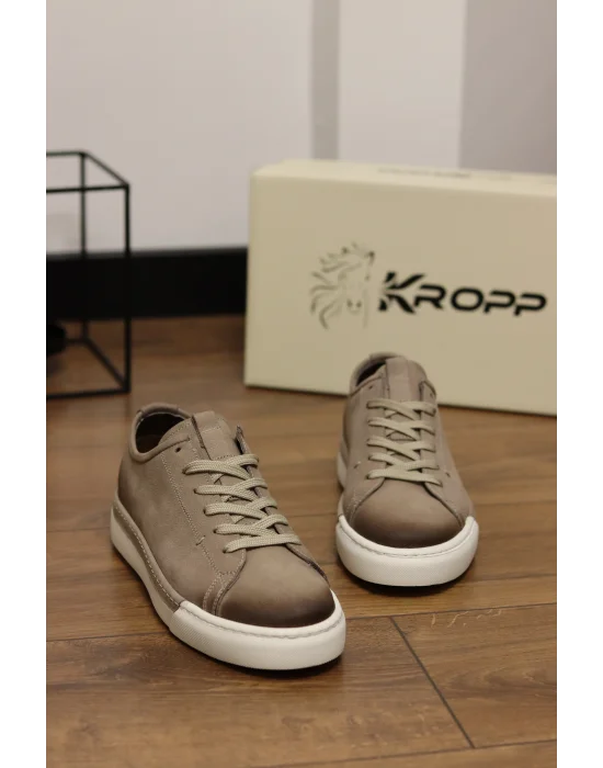 Zen Hakiki Deri Bej Nubuk Sneaker Ayakkabı