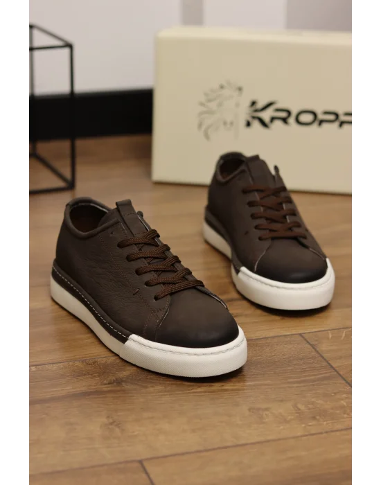 Zen Hakiki Deri Kahve Nubuk Sneaker Ayakkabı