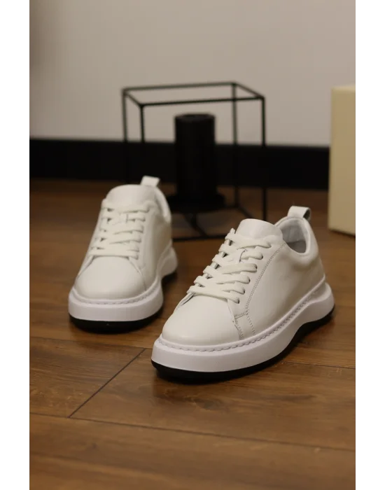 Grand Hakiki Deri Bayaz Eva Taban Sneaker Ayakkabı