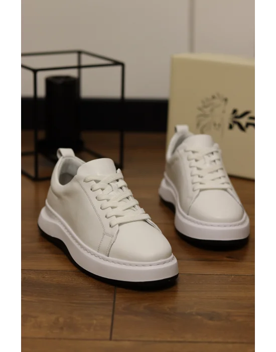 Grand Hakiki Deri Bayaz Eva Taban Sneaker Ayakkabı