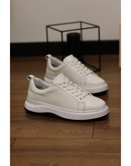 Grand Hakiki Deri Bayaz Eva Taban Sneaker Ayakkabı