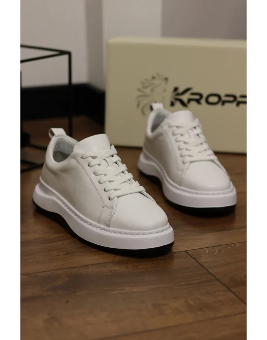 Grand Hakiki Deri Bayaz Eva Taban Sneaker Ayakkabı