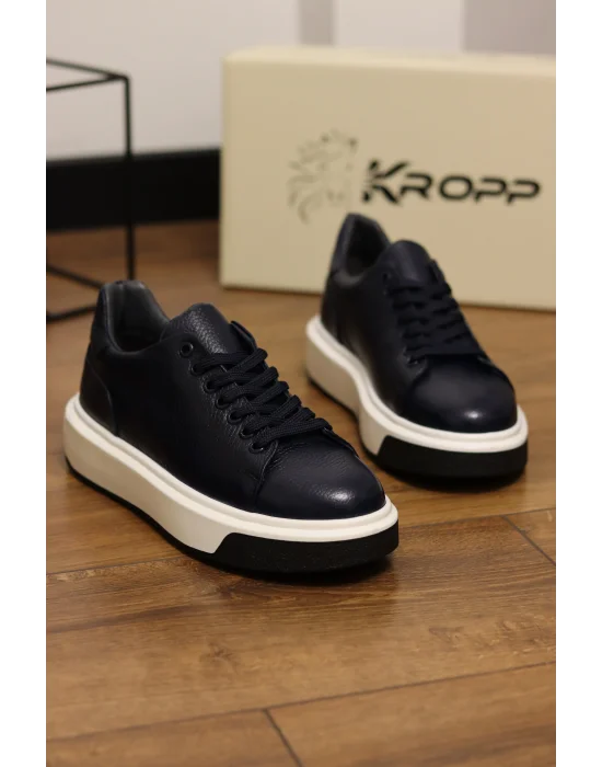 Lord Hakiki Deri Floter Baskı Lacivert Sneaker