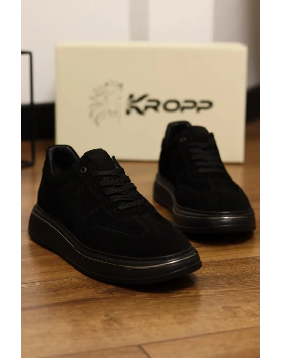 Nox Hakiki Deri Eva Taban Siyah Süet Sneaker