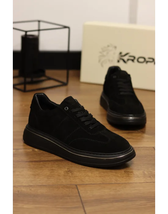 Nox Hakiki Deri Eva Taban Siyah Süet Sneaker