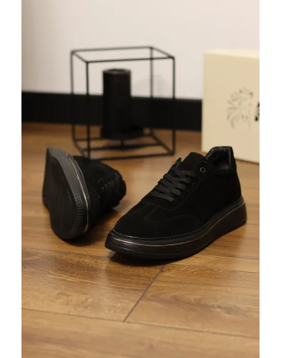 Nox Hakiki Deri Eva Taban Siyah Süet Sneaker