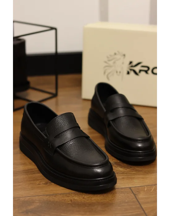 Marco Hakiki Deri İtalyan Kalıp Siyah Loafer