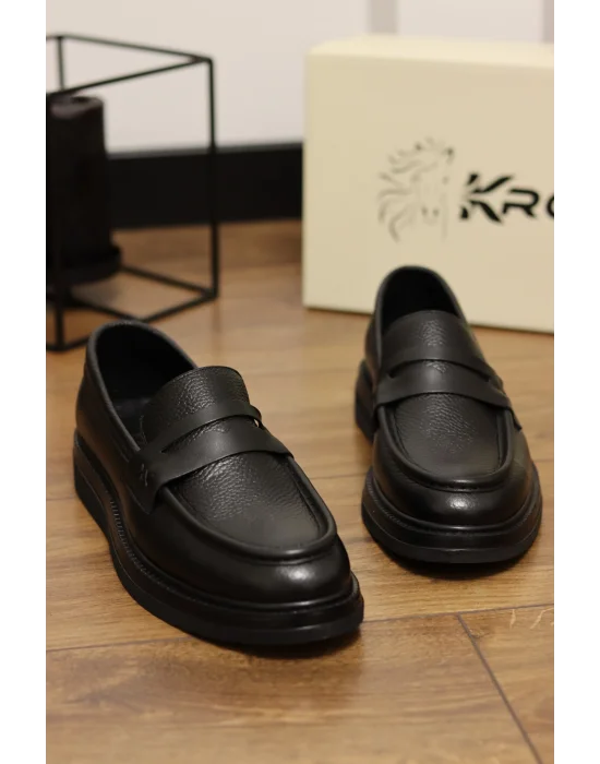 Marco Hakiki Deri İtalyan Kalıp Siyah Loafer