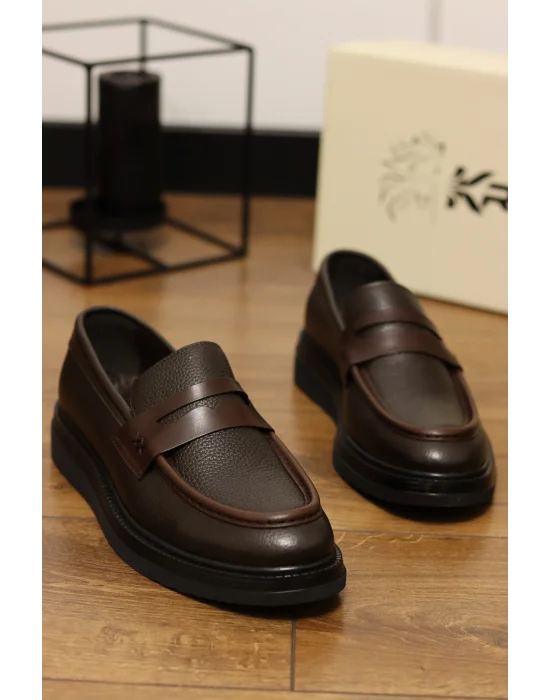 Marco Hakiki Deri İtalyan Kalıp Kahve Loafer