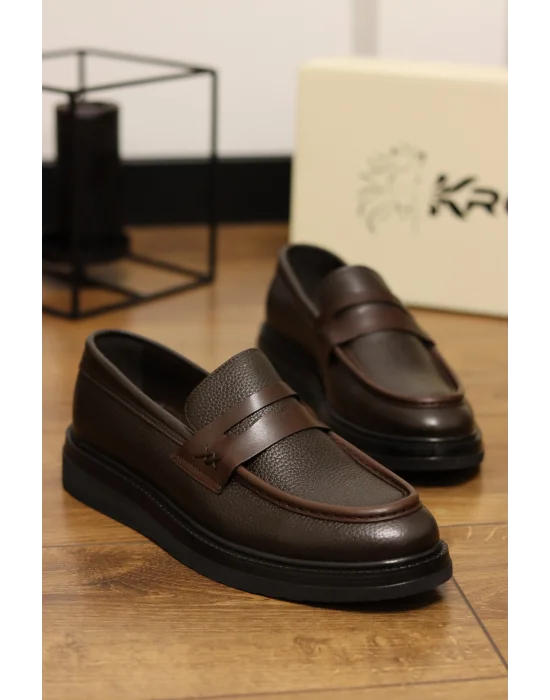 Marco Hakiki Deri İtalyan Kalıp Kahve Loafer