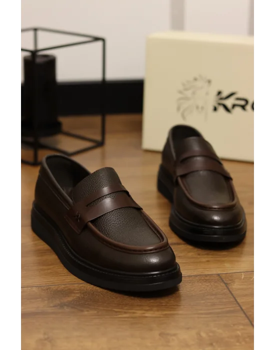 Marco Hakiki Deri İtalyan Kalıp Kahve Loafer