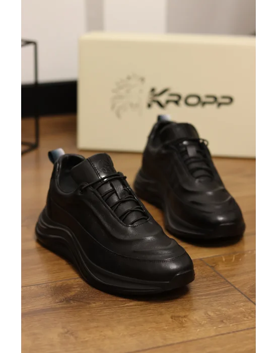 Lusso Hakiki Deri Siyah İthal Taban Sneakers