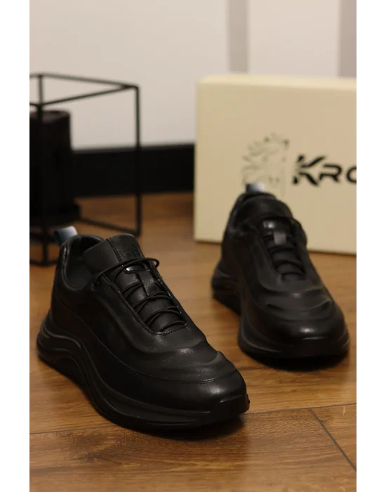 Lusso Hakiki Deri Siyah İthal Taban Sneakers