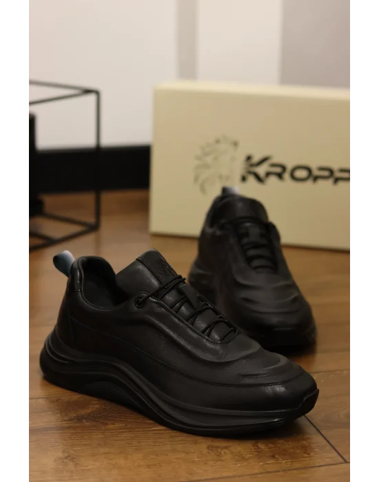 Lusso Hakiki Deri Siyah İthal Taban Sneakers