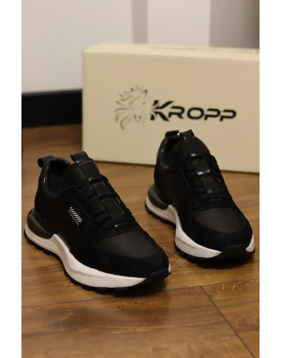 Monza Hakiki Deri Siyah İthal Köpük Taban Sneakers
