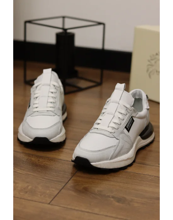 Monza Hakiki Deri Beyaz İthal Köpük Taban Sneakers