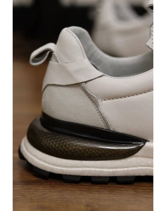 Monza Hakiki Deri Beyaz İthal Köpük Taban Sneakers