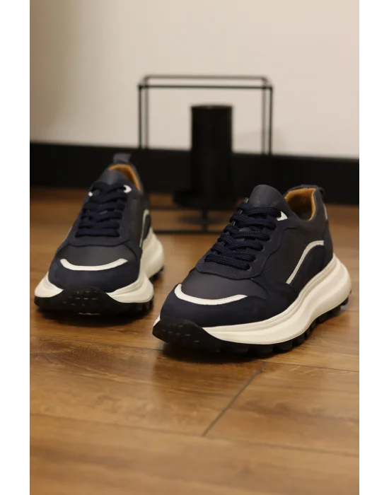 Altura Lacivert Hakiki Deri Eva Taban Sneakers