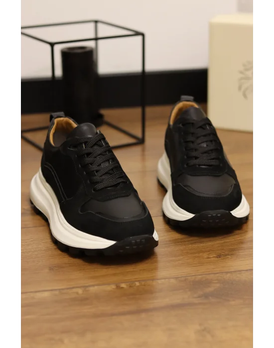 Altura Siyah Hakiki Deri Eva Taban Sneakers