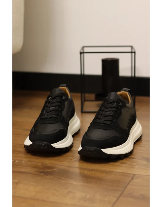 Altura Siyah Hakiki Deri Eva Taban Sneakers