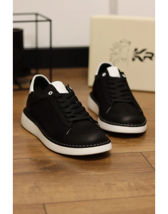 Carve Hakiki Nubuk Deri Siyah Sneaker