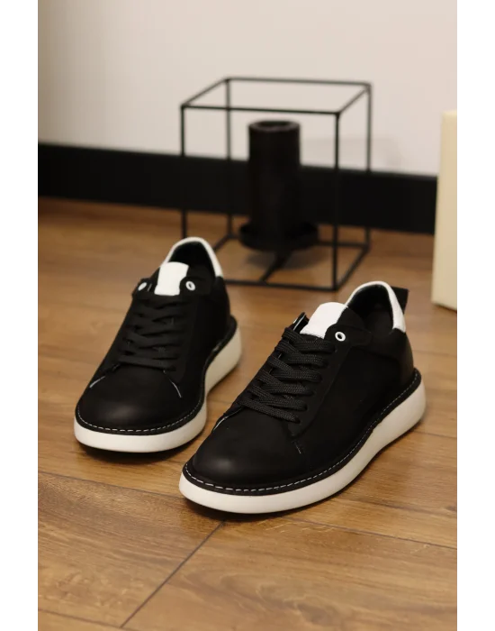 Carve Hakiki Nubuk Deri Siyah Sneaker