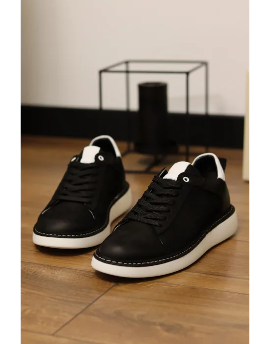 Carve Hakiki Nubuk Deri Siyah Sneaker